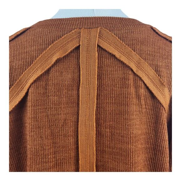 NEW POL Oversized Small Orange Sweater Multi Colored Striped Long Sleeves BOHO - Picture 9 of 14